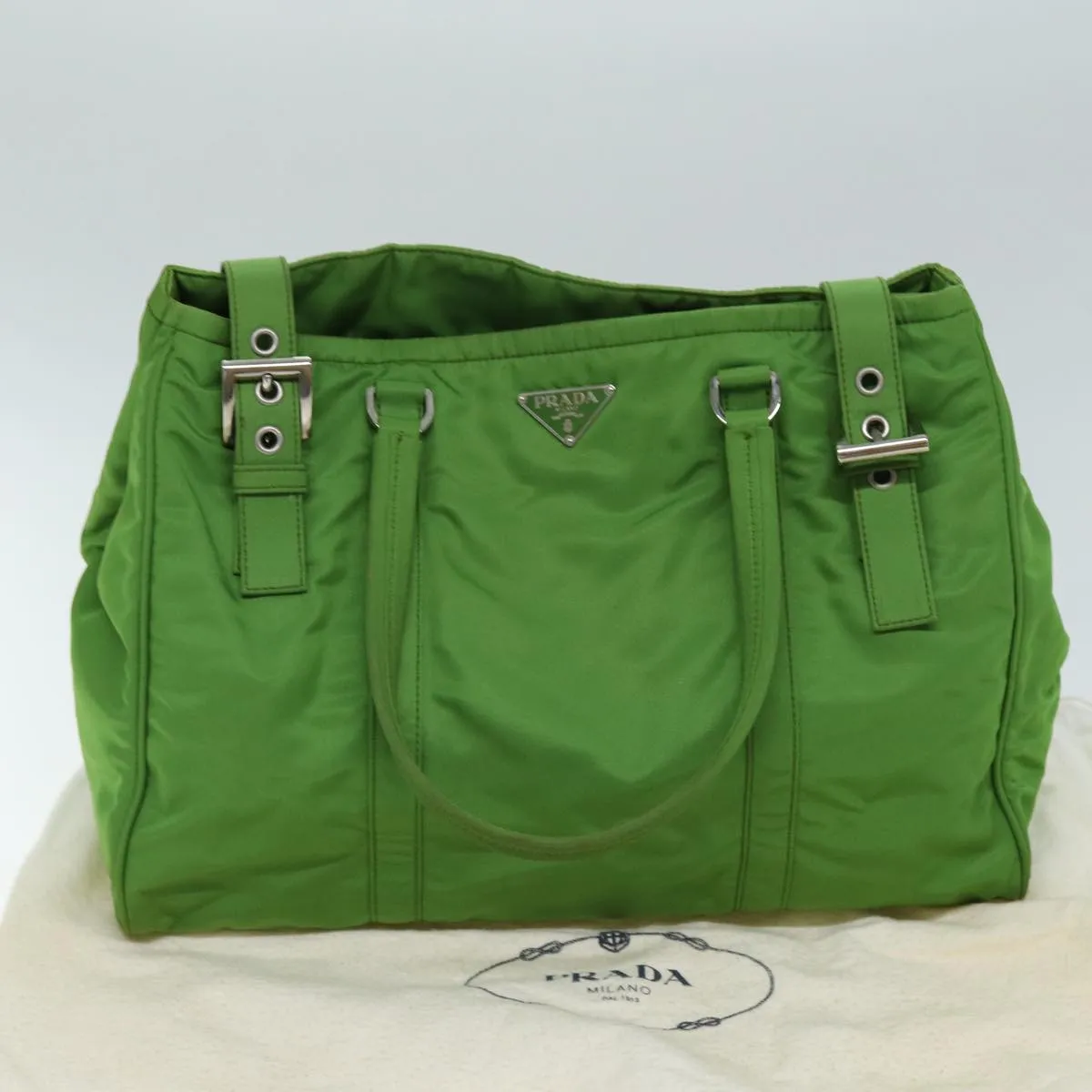 Trendy Inspired Prada Shoulder Bag Nylon Green Auth 74404