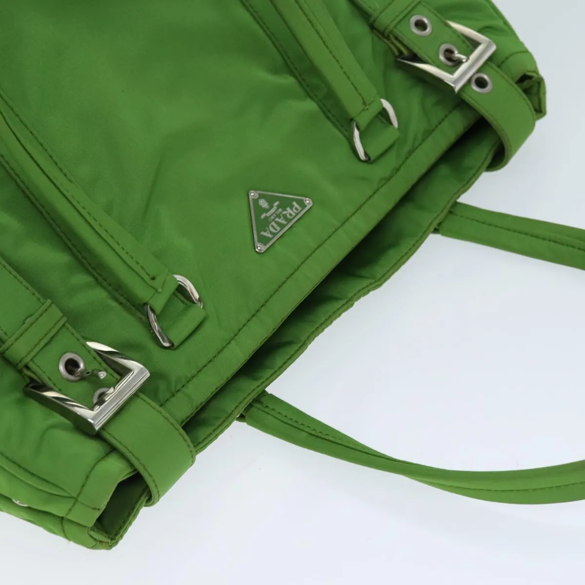 Trendy Inspired Prada Shoulder Bag Nylon Green Auth 74404