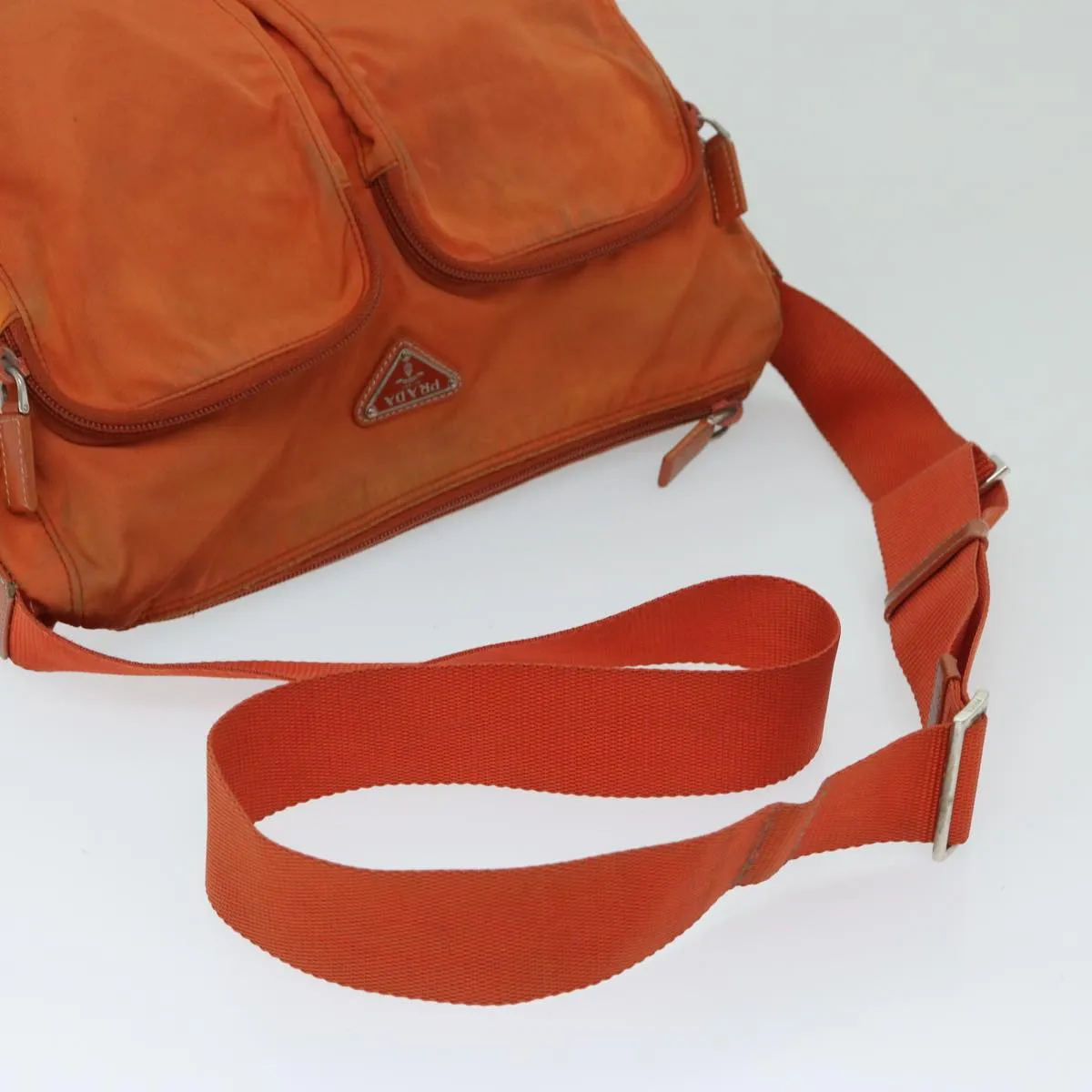 Trendy Inspired Prada Shoulder Bag Nylon Orange Auth 69348