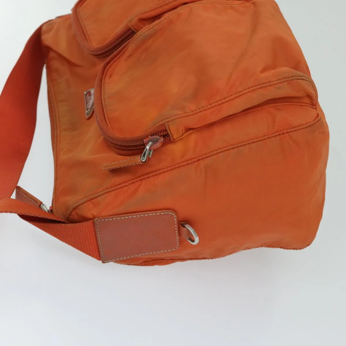 Trendy Inspired Prada Shoulder Bag Nylon Orange Auth 69348