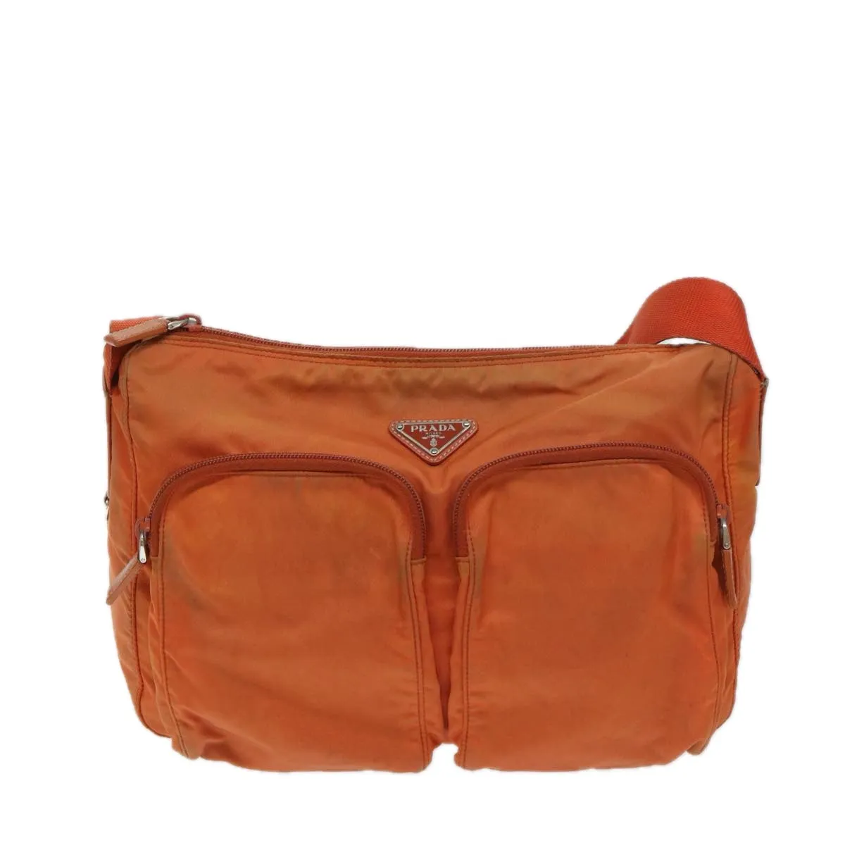 Trendy Inspired Prada Shoulder Bag Nylon Orange Auth 69348