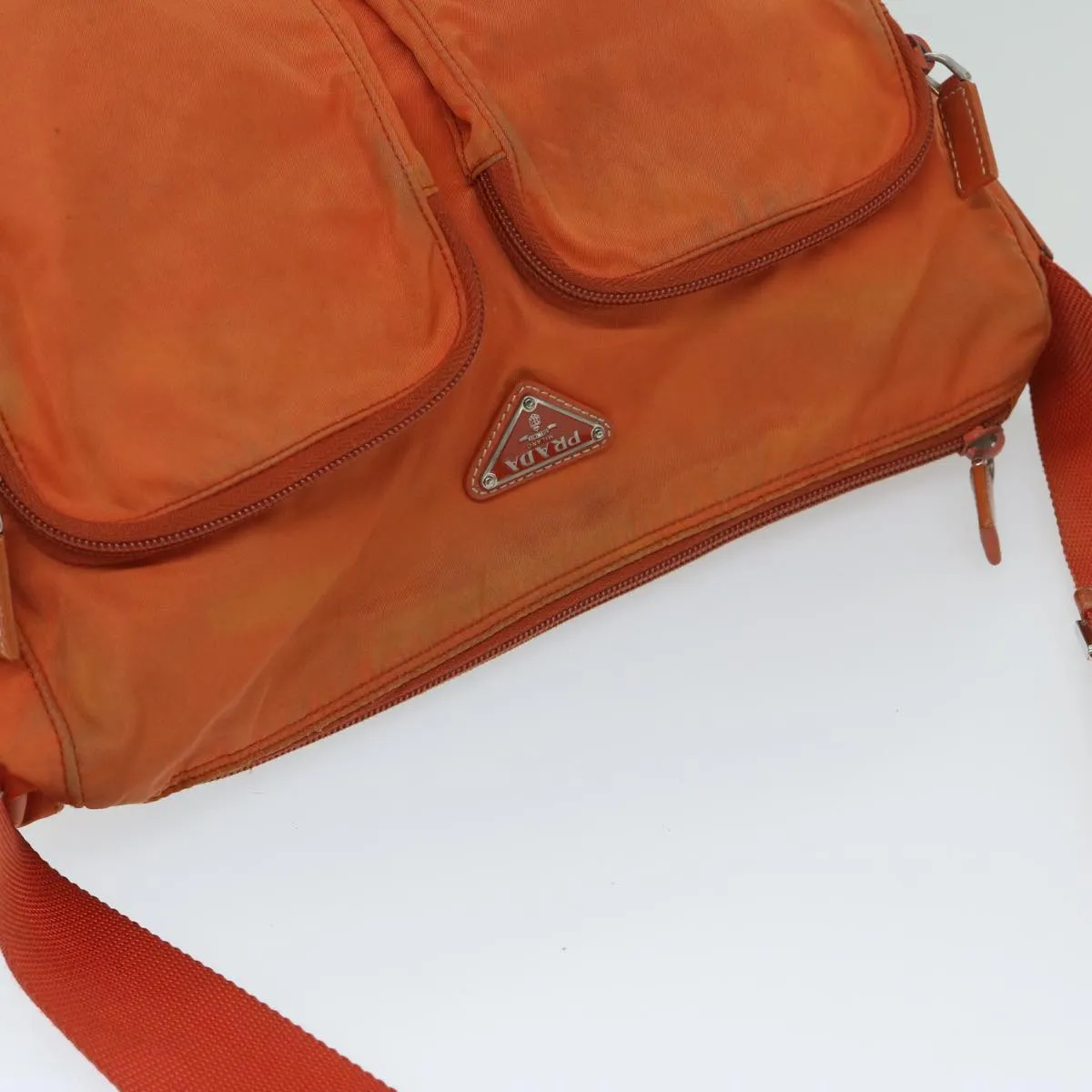 Trendy Inspired Prada Shoulder Bag Nylon Orange Auth 69348