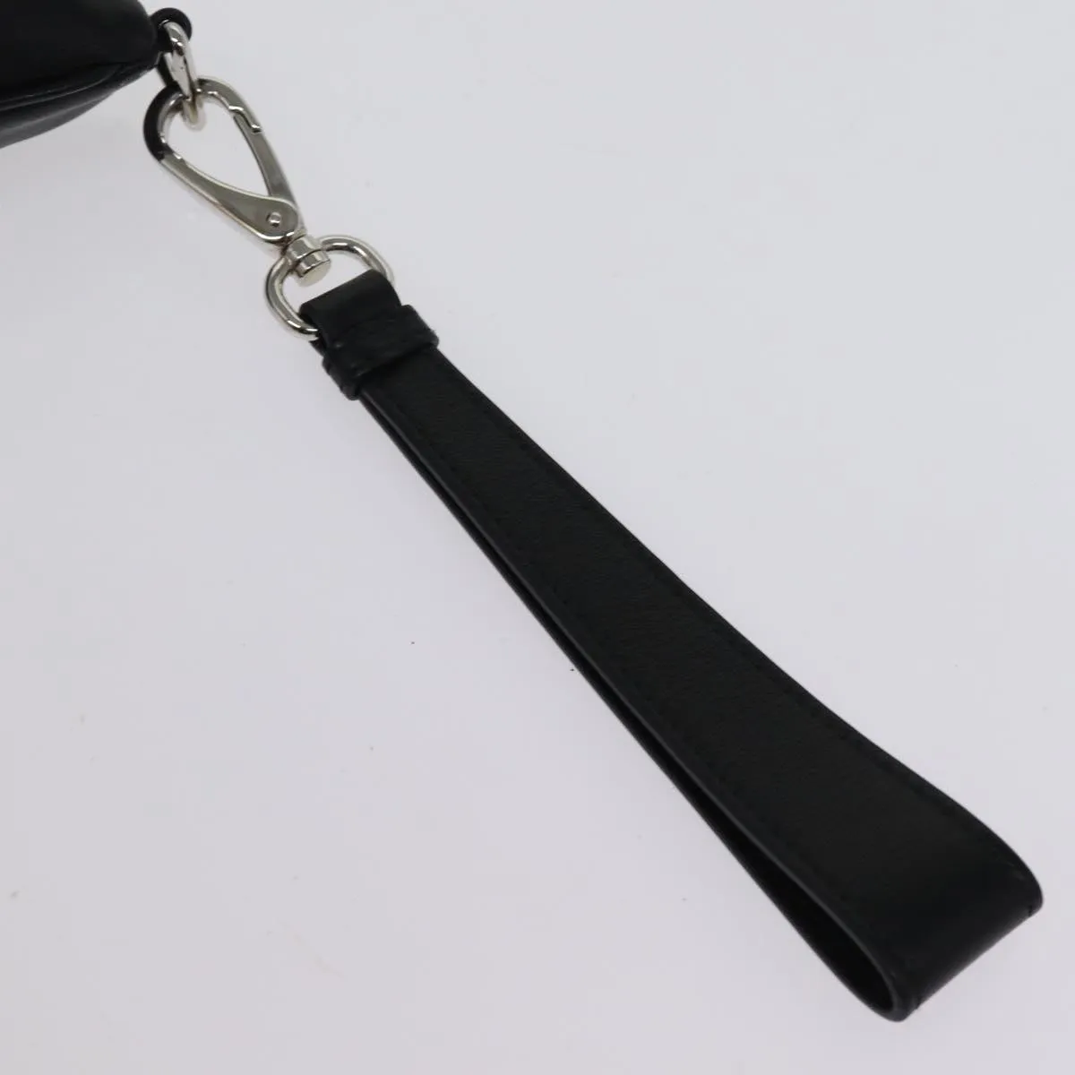 Trendy Inspired Prada Triangle Clutch Bag Leather Black Auth 76762a