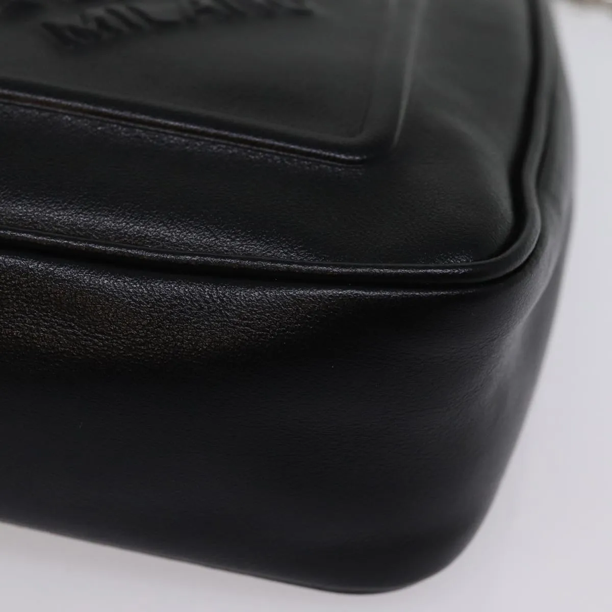 Trendy Inspired Prada Triangle Clutch Bag Leather Black Auth 76762a