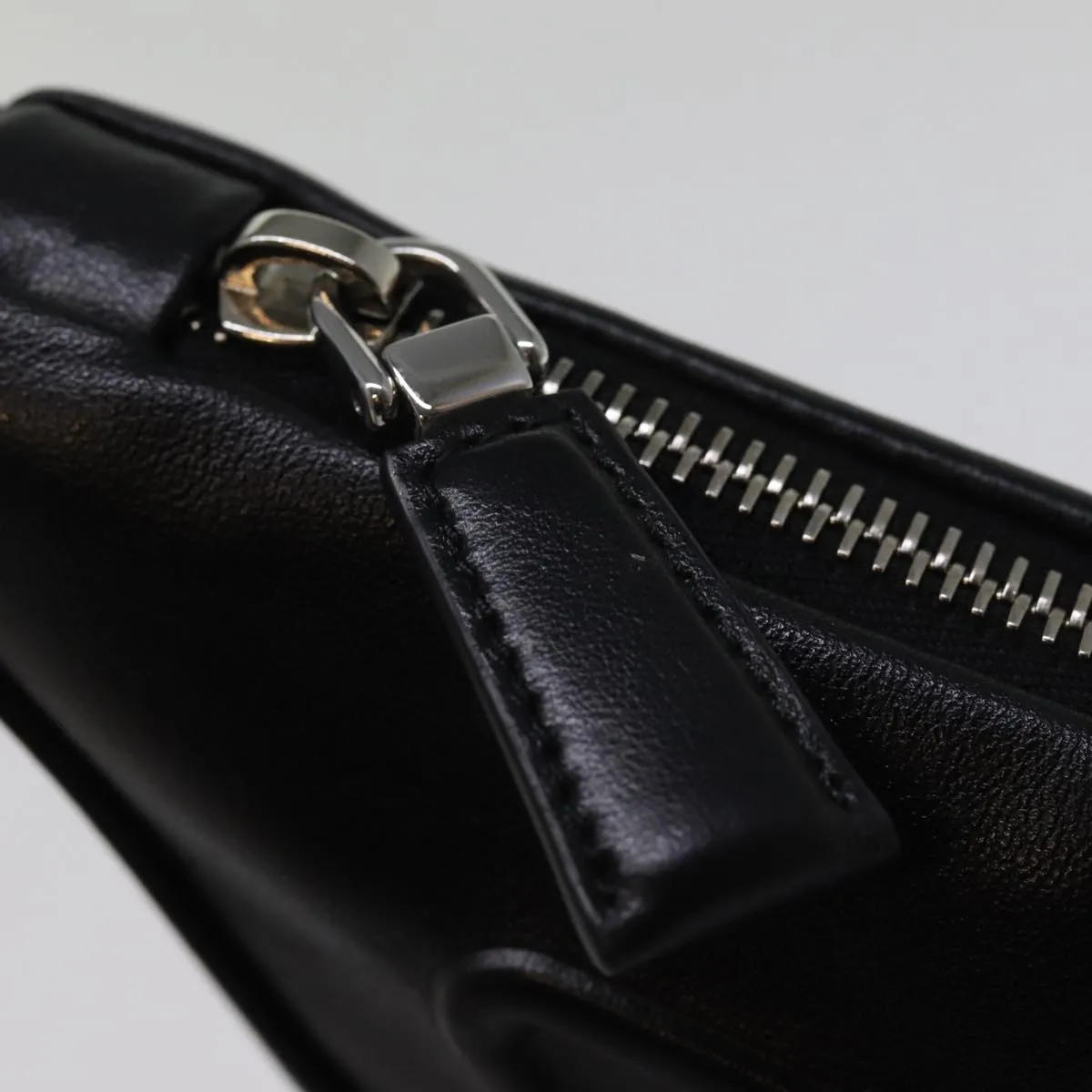 Trendy Inspired Prada Triangle Clutch Bag Leather Black Auth 76762a