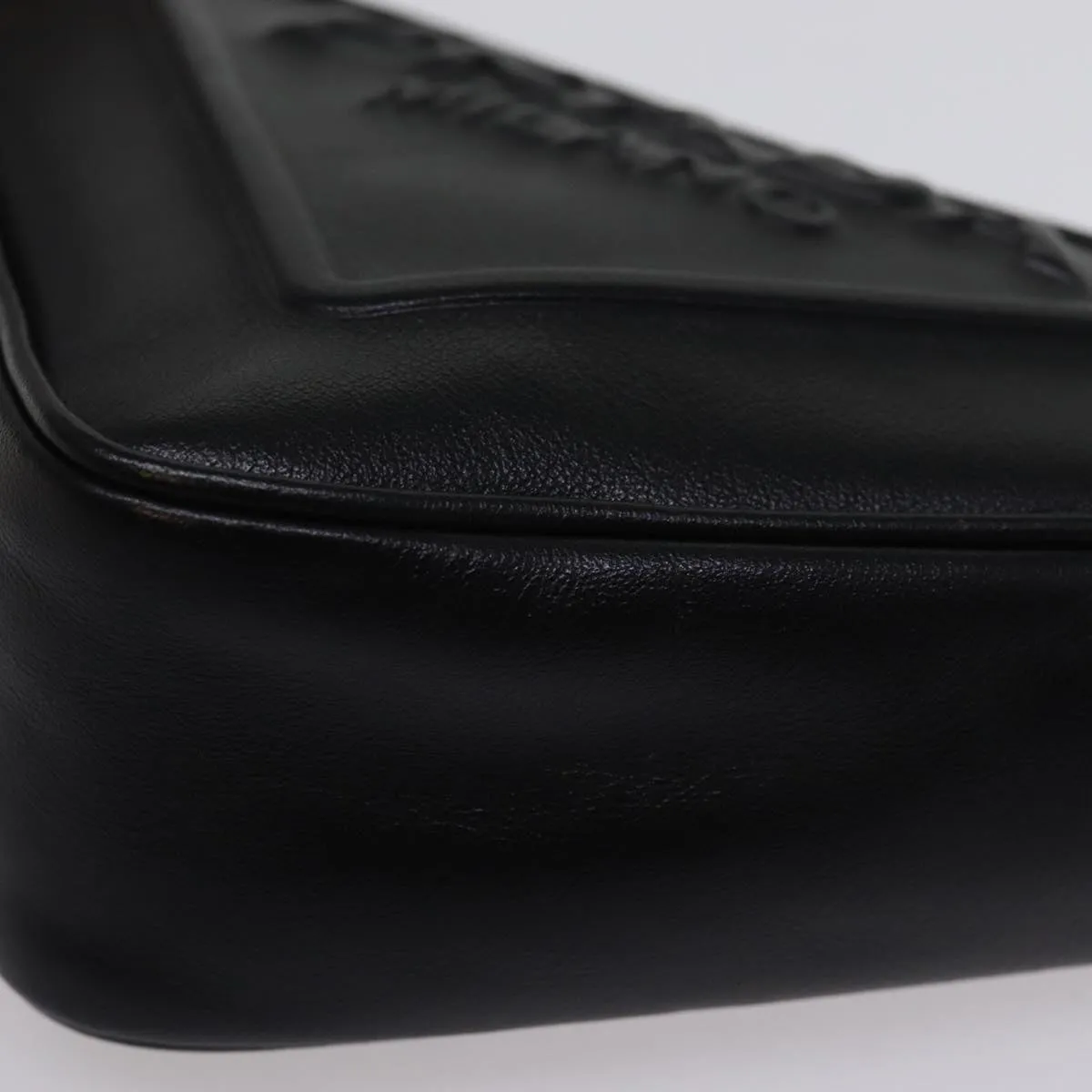 Trendy Inspired Prada Triangle Clutch Bag Leather Black Auth 76762a