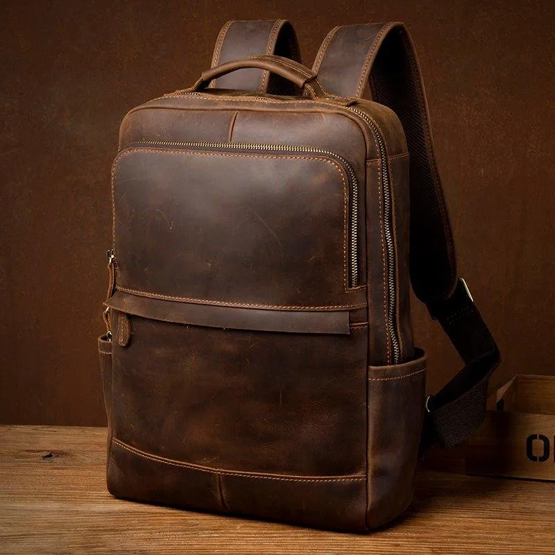 Vintage Leather Backpack Laptop for Travel