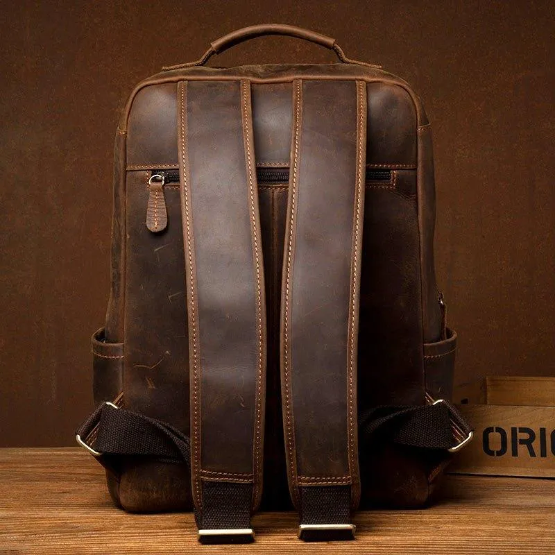 Vintage Leather Backpack Laptop for Travel