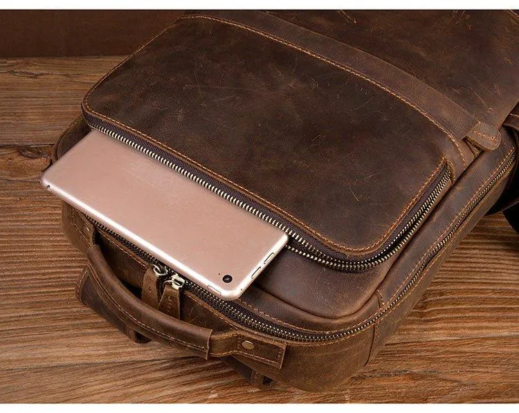 Vintage Leather Backpack Laptop for Travel