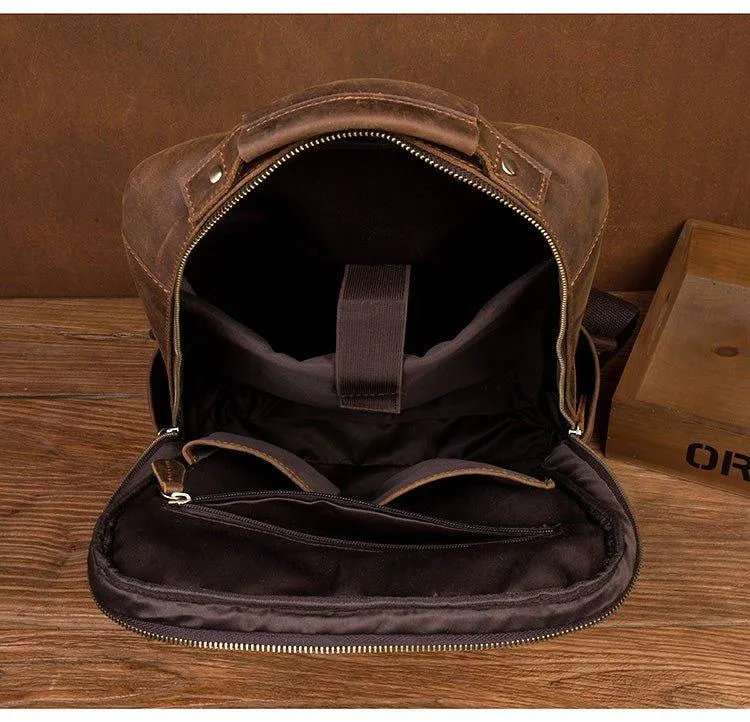 Vintage Leather Backpack Laptop for Travel